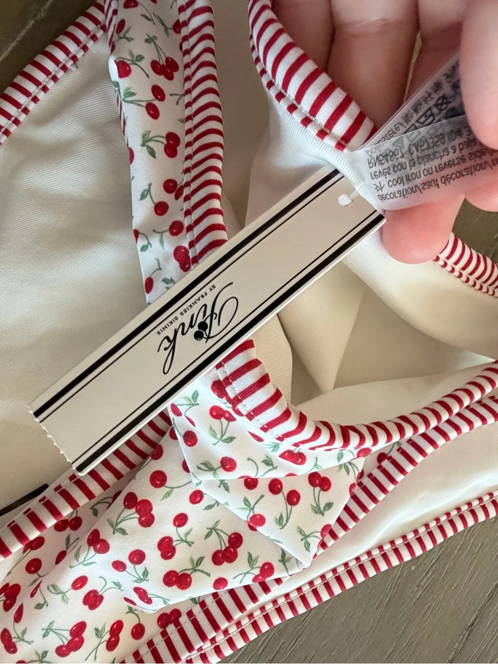 Frankie's Bikinis White & Red Cherry Print Bikini Bottom